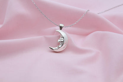 Moon Grandpa Urn Necklace – 925 Sterling Silver Memorial Ash Pendant (20 mm)