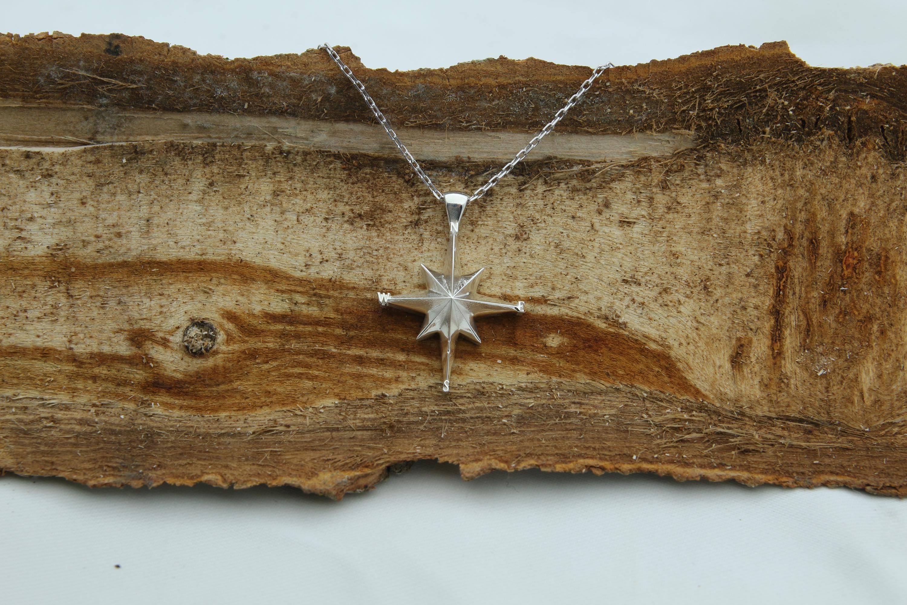 Compass Urn Necklace – 925 Sterling Silver Memorial Ash Pendant (25 mm)