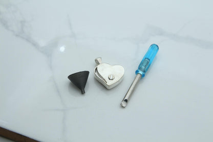 Heart Urn Necklace – 925 Sterling Silver Memorial Ash Pendant (15 mm) – Personalized Engraving Available