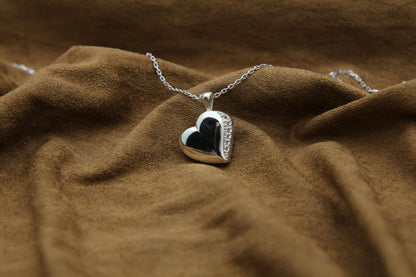 Heart Urn Necklace – 925 Sterling Silver Memorial Ash Pendant (15 mm) – Personalized Engraving Available