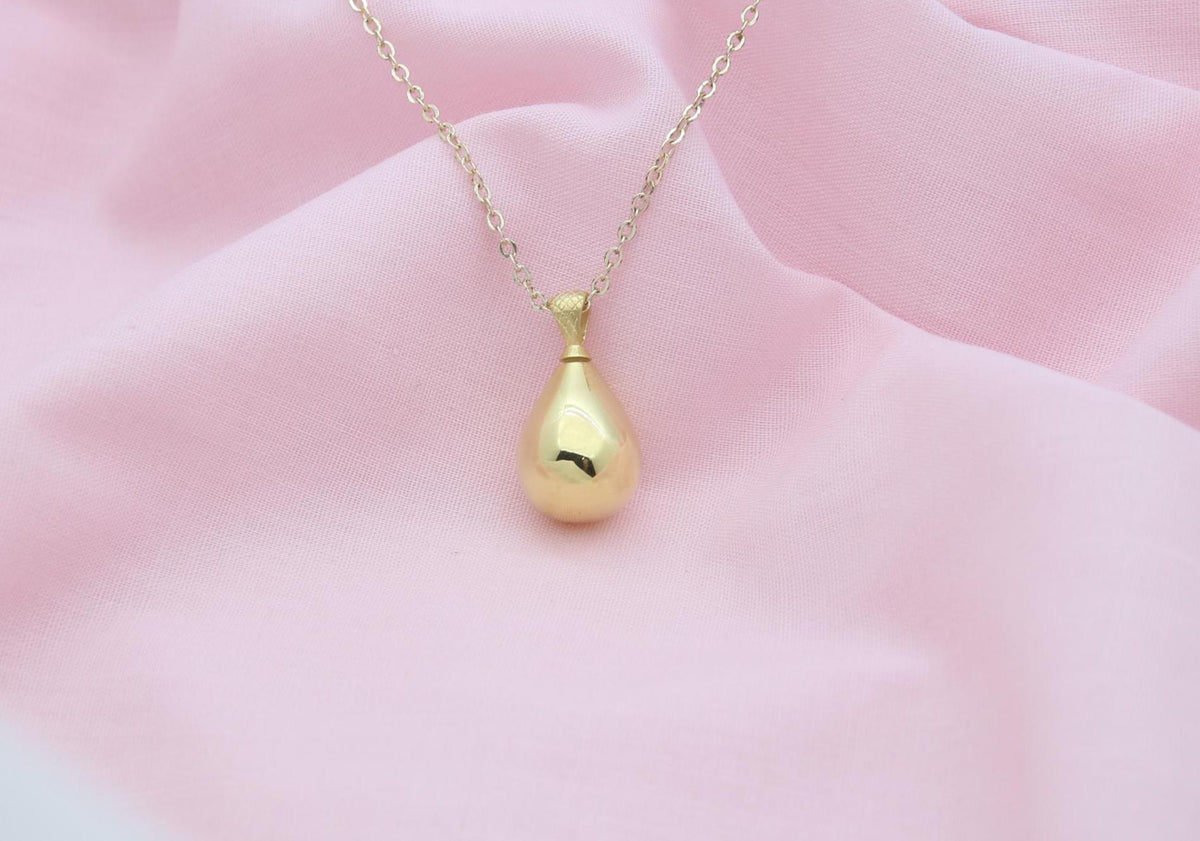 Elegant Teardrop Memorial Urn Necklace – 925 Sterling Silver Keepsake Pendant with Engraving Option (3 Sizes)