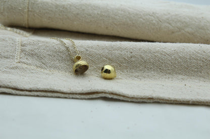 Autumn Acorn Memorial Urn Necklace – 925 Sterling Silver Ash Holder Pendant (13.5 mm) • Engravable