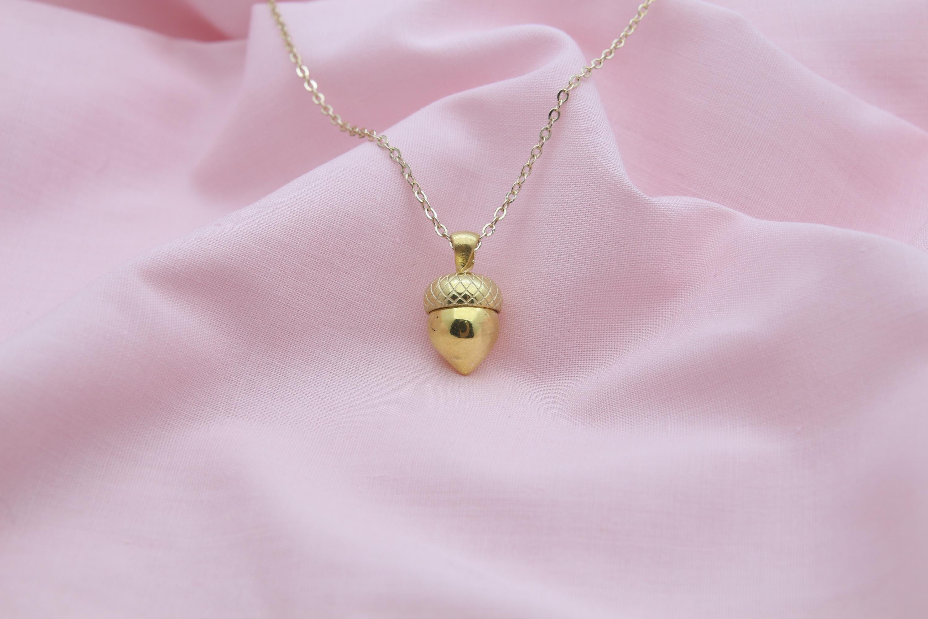 Autumn Acorn Memorial Urn Necklace – 925 Sterling Silver Ash Holder Pendant (13.5 mm) • Engravable