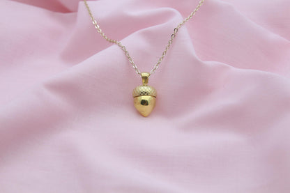 Autumn Acorn Memorial Urn Necklace – 925 Sterling Silver Ash Holder Pendant (13.5 mm) • Engravable