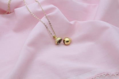 Autumn Acorn Memorial Urn Necklace – 925 Sterling Silver Ash Holder Pendant (13.5 mm) • Engravable