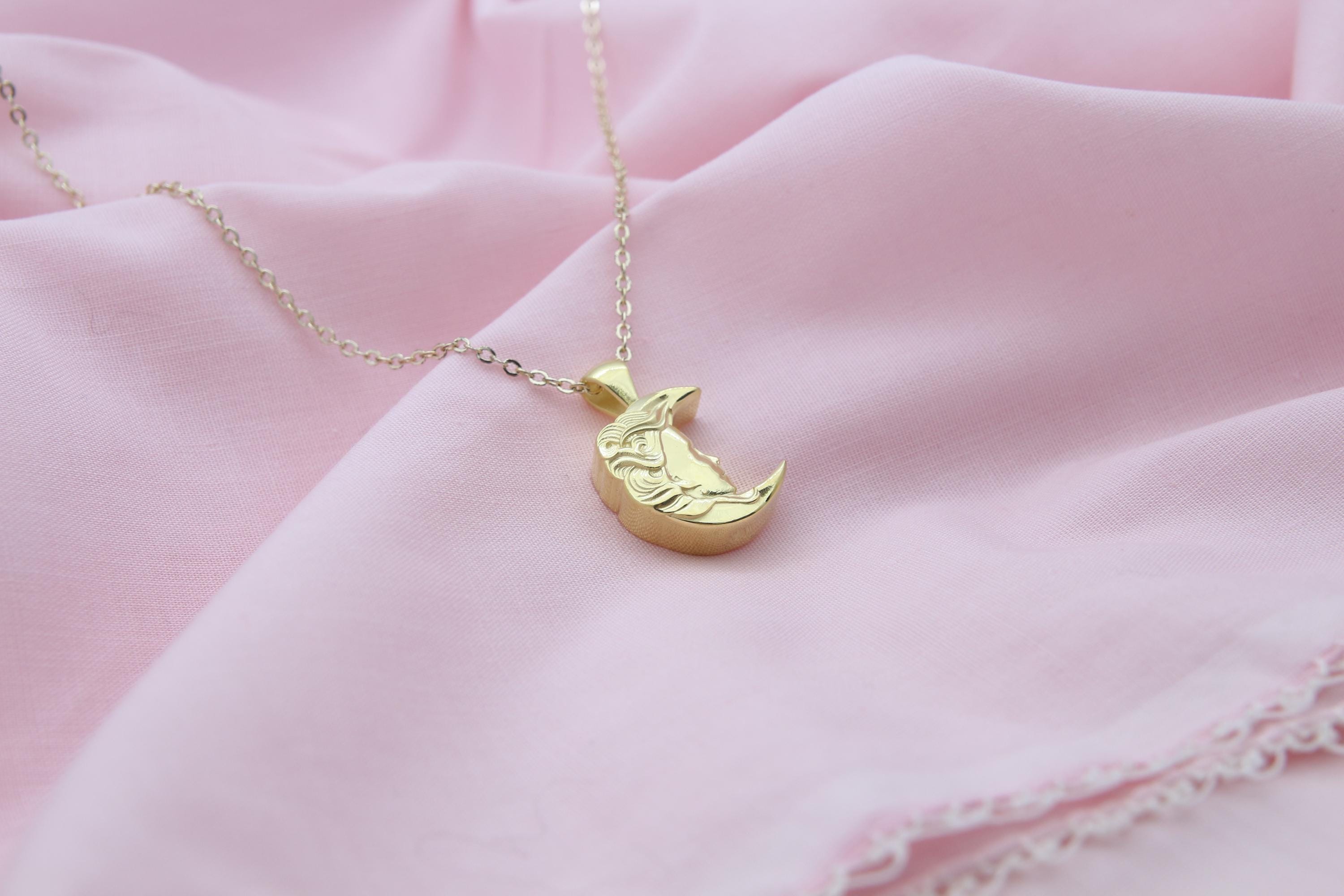 Lunar Goddess Silhouette Urn Necklace – 925 Sterling Silver Memorial Ash Pendant with Optional Engraving (16.5 mm)