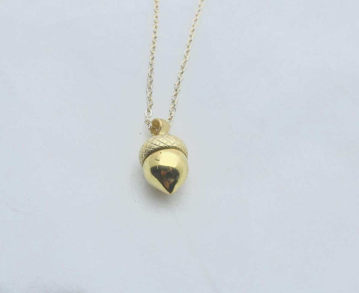 Autumn Acorn Memorial Urn Necklace – 925 Sterling Silver Ash Holder Pendant (13.5 mm) • Engravable