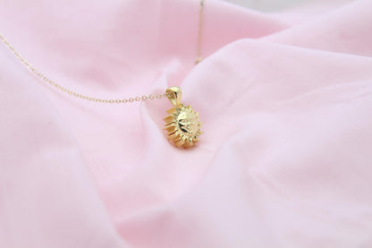 Solar Harmony Urn Necklace – 925 Sterling Silver Sun Ash Pendant with Optional Engraving (14 mm)