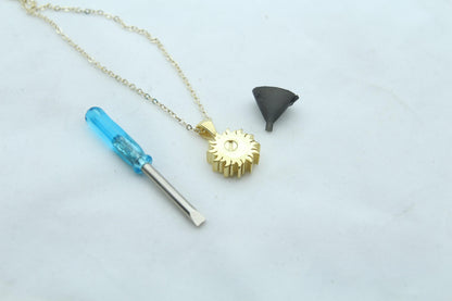 Solar Harmony Urn Necklace – 925 Sterling Silver Sun Ash Pendant with Optional Engraving (14 mm)