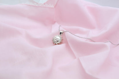 Radiant Sunfire Memorial Urn Necklace – 925 Sterling Silver Sun Ash Pendant with Optional Engraving (14 mm)