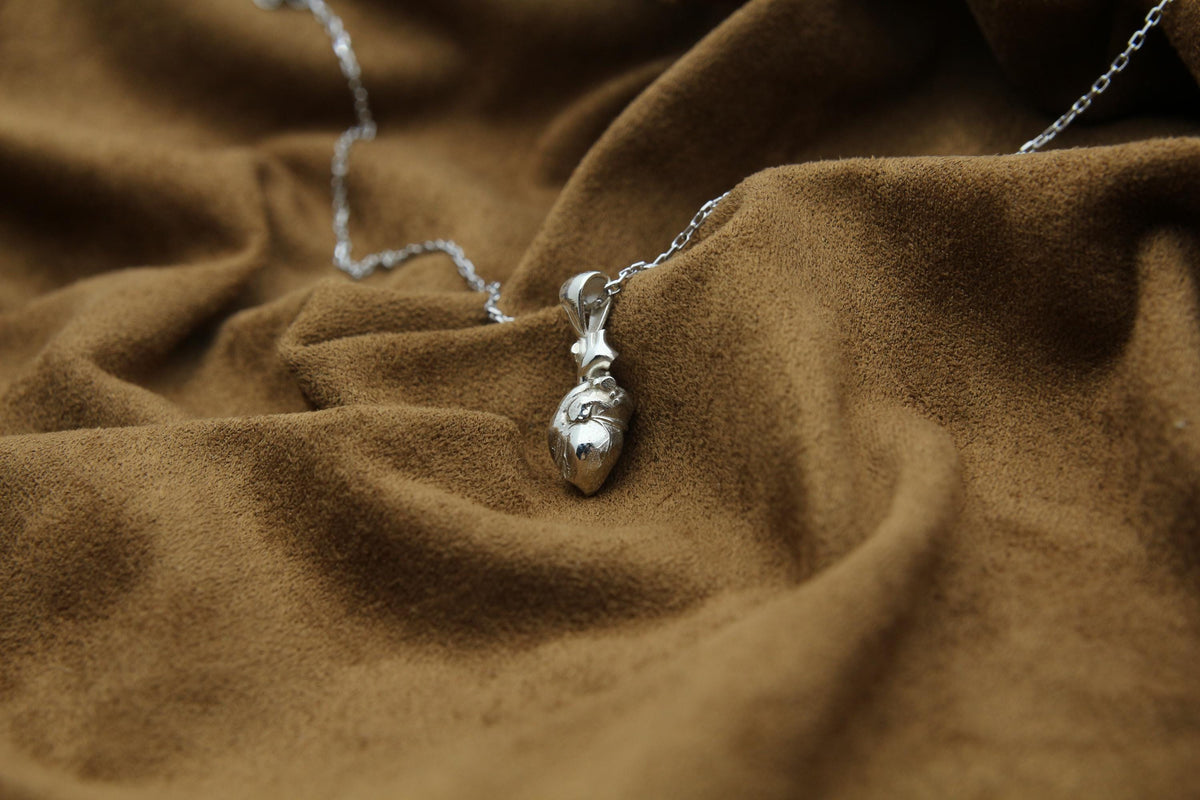 Eternal Pulse Urn Necklace – 925 Sterling Silver Anatomical Heart Ash Pendant with  (15 mm)