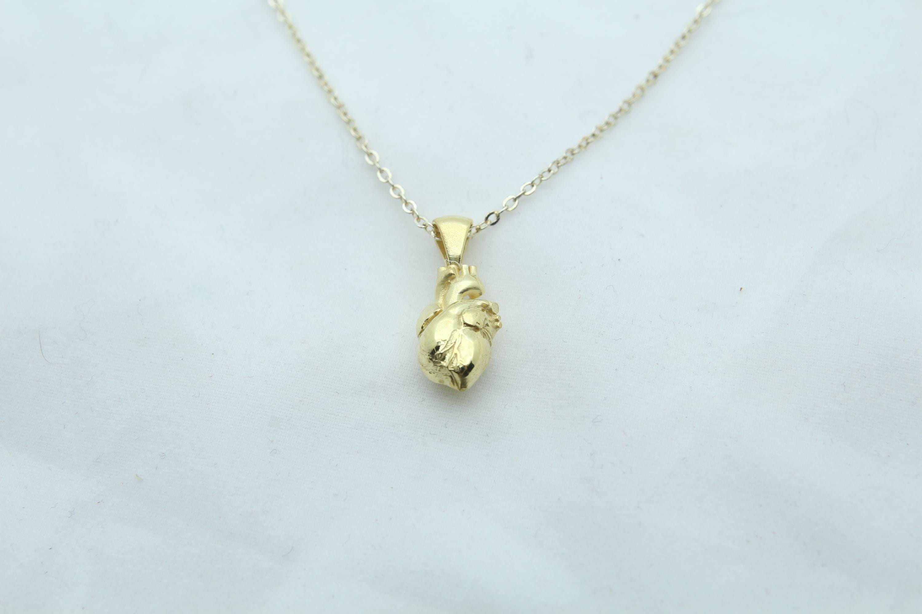 Eternal Pulse Urn Necklace – 925 Sterling Silver Anatomical Heart Ash Pendant with  (15 mm)
