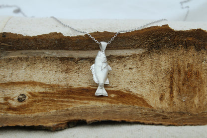Ocean Whisper Fish Urn Necklace – 925 Sterling Silver Memorial Ash Pendant (27 mm)