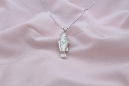 Ocean Whisper Fish Urn Necklace – 925 Sterling Silver Memorial Ash Pendant (27 mm)