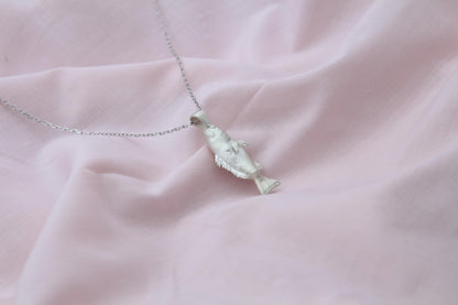 Ocean Whisper Fish Urn Necklace – 925 Sterling Silver Memorial Ash Pendant (27 mm)