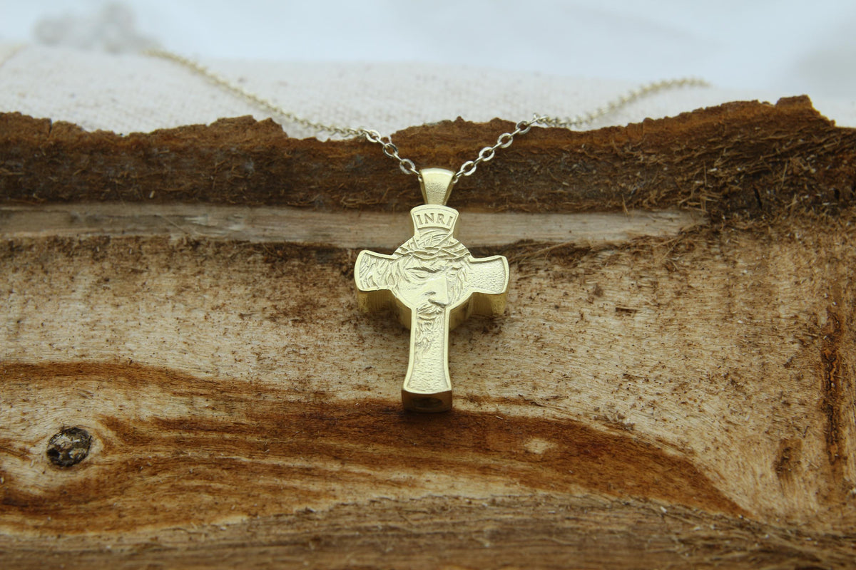 Sacred Cross Jesus Figure Urn Necklace – 925 Sterling Silver Memorial Ash Pendant (24 mm)