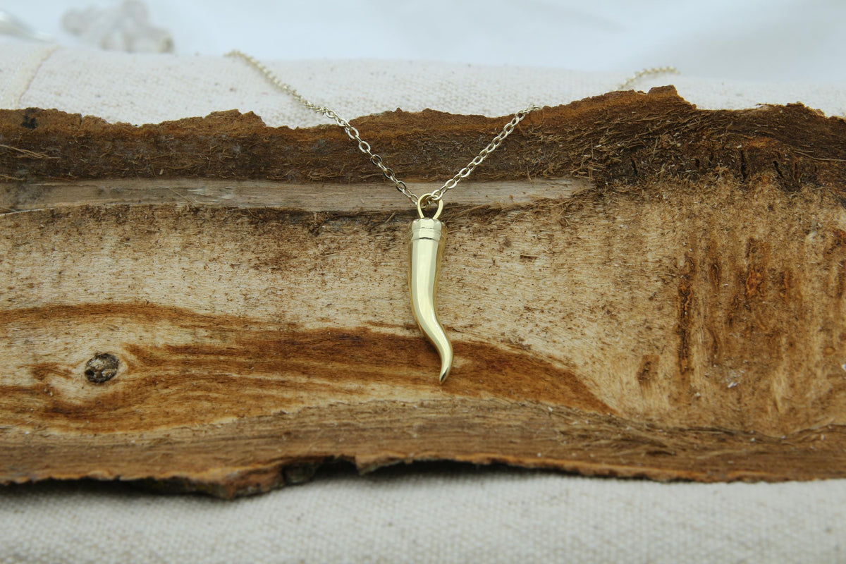 Cornicello Spirit Urn Necklace – 925 Sterling Silver Italian Horn Ash Pendant (26 mm)