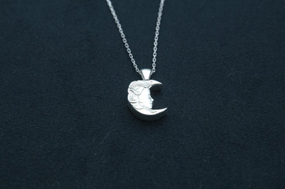 Moon Woman Silhouette Urn Necklace – 925 Sterling Silver Memorial Ash Pendant (16.5 mm)