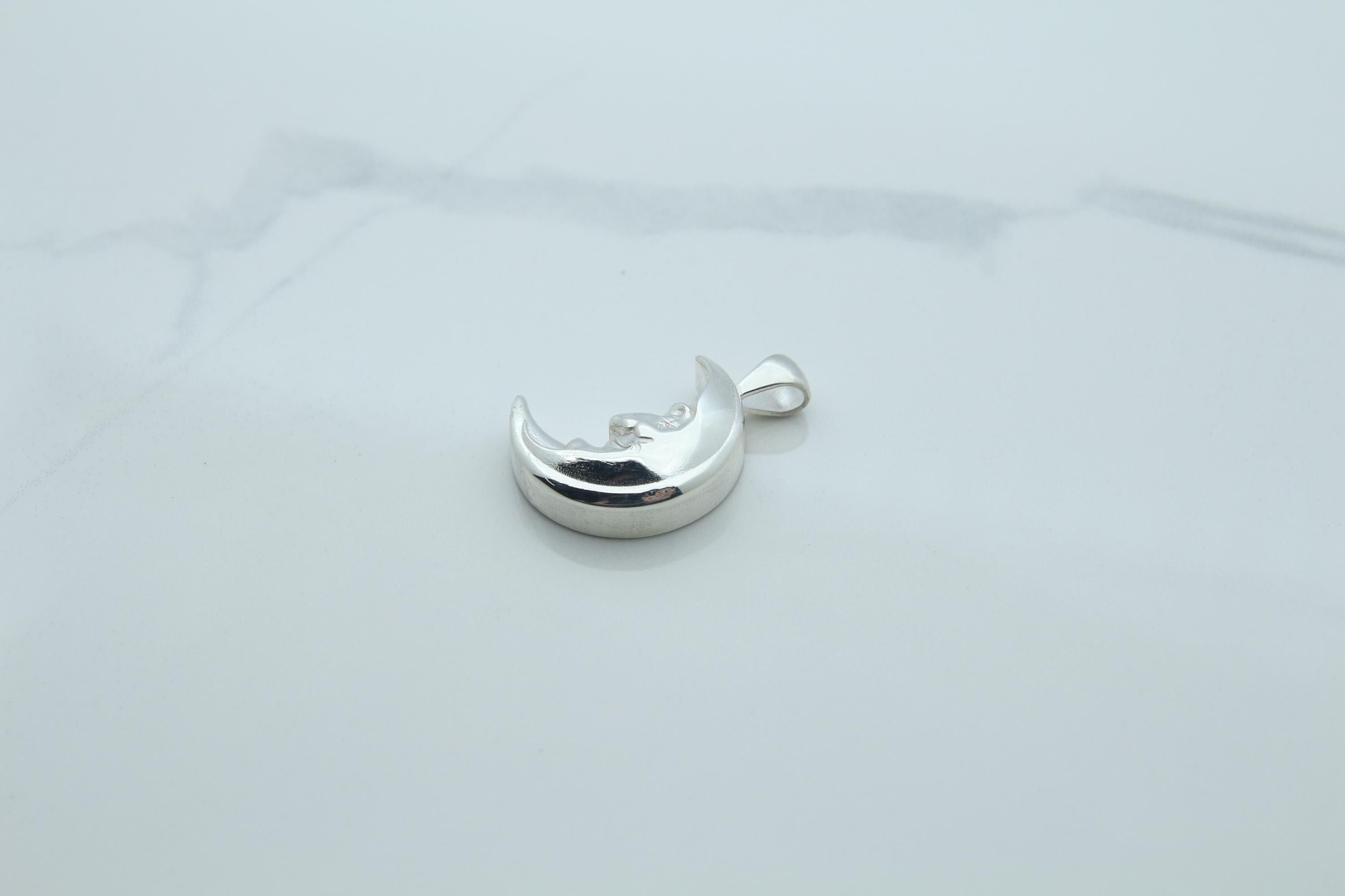 Moon Grandpa Urn Necklace – 925 Sterling Silver Memorial Ash Pendant (20 mm)