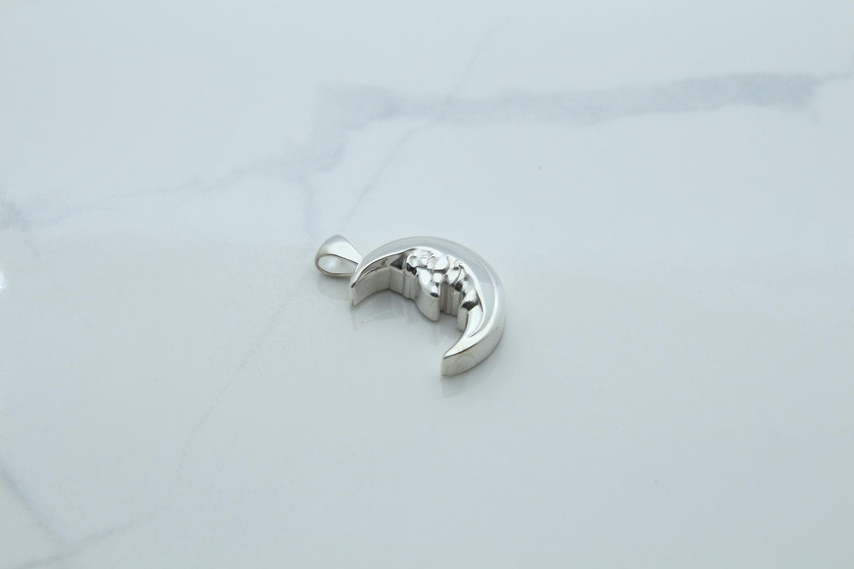 Moon Grandpa Urn Necklace – 925 Sterling Silver Memorial Ash Pendant (20 mm)