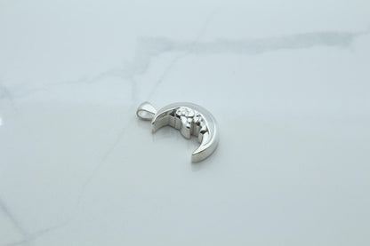 Moon Grandpa Urn Necklace – 925 Sterling Silver Memorial Ash Pendant (20 mm)
