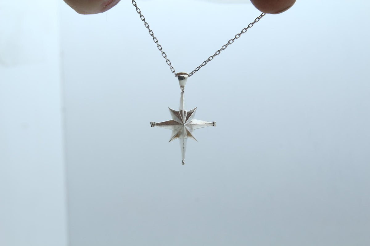 Compass Urn Necklace – 925 Sterling Silver Memorial Ash Pendant (25 mm)