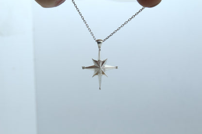 Compass Urn Necklace – 925 Sterling Silver Memorial Ash Pendant (25 mm)