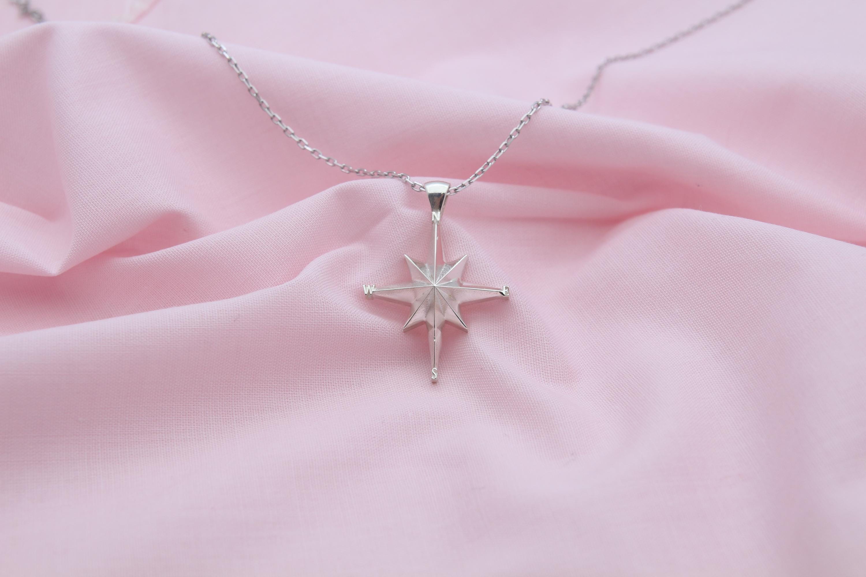 Compass Urn Necklace – 925 Sterling Silver Memorial Ash Pendant (25 mm)