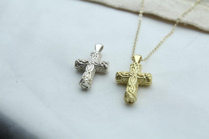 Celtic Cross Heritage Urn Necklace – 925 Sterling Silver Memorial Ash Pendant (24 mm)
