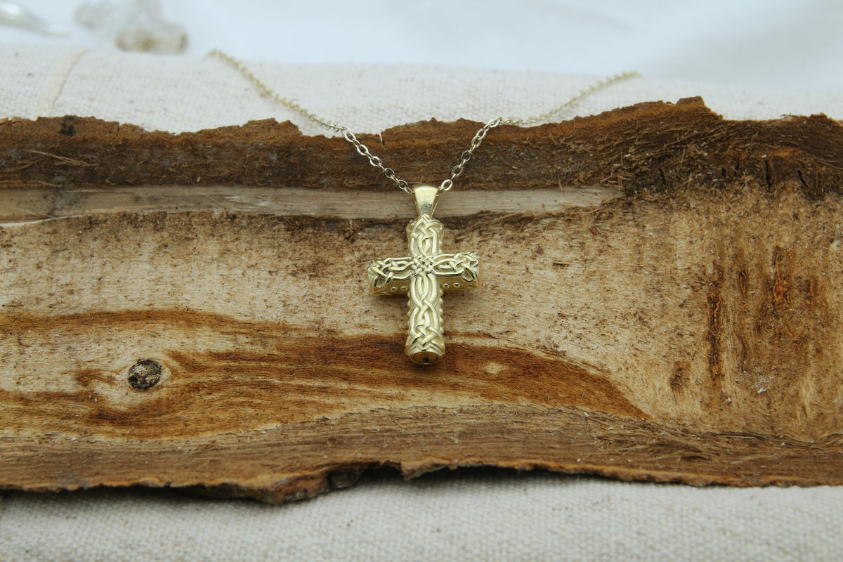 Celtic Cross Heritage Urn Necklace – 925 Sterling Silver Memorial Ash Pendant (24 mm)