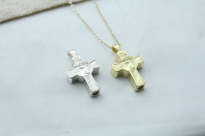 Divine Savior Urn Necklace – 925 Sterling Silver Jesus Cross Ash Pendant (24 mm)