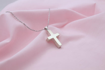 Cross Urn Necklace – 925 Sterling Silver Memorial Ash Pendant with Optional Engraving