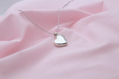Heart Urn Necklace – 925 Sterling Silver Memorial Ash Pendant (15 mm) – Personalized Engraving Available