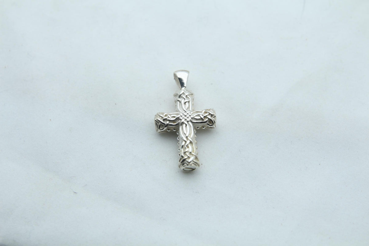 Celtic Cross Heritage Urn Necklace – 925 Sterling Silver Memorial Ash Pendant (24 mm)
