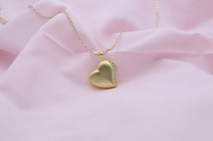 Sparkling Heart Urn Necklace with Zircon Stone – Personalized Engraving Option – 925 Sterling Silver Memorial Pendant (15 mm)