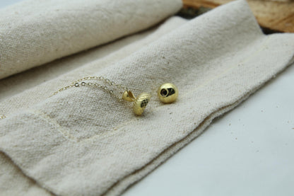 Autumn Acorn Memorial Urn Necklace – 925 Sterling Silver Ash Holder Pendant (13.5 mm) • Engravable