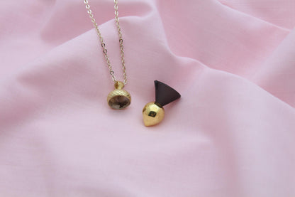 Autumn Acorn Memorial Urn Necklace – 925 Sterling Silver Ash Holder Pendant (13.5 mm) • Engravable
