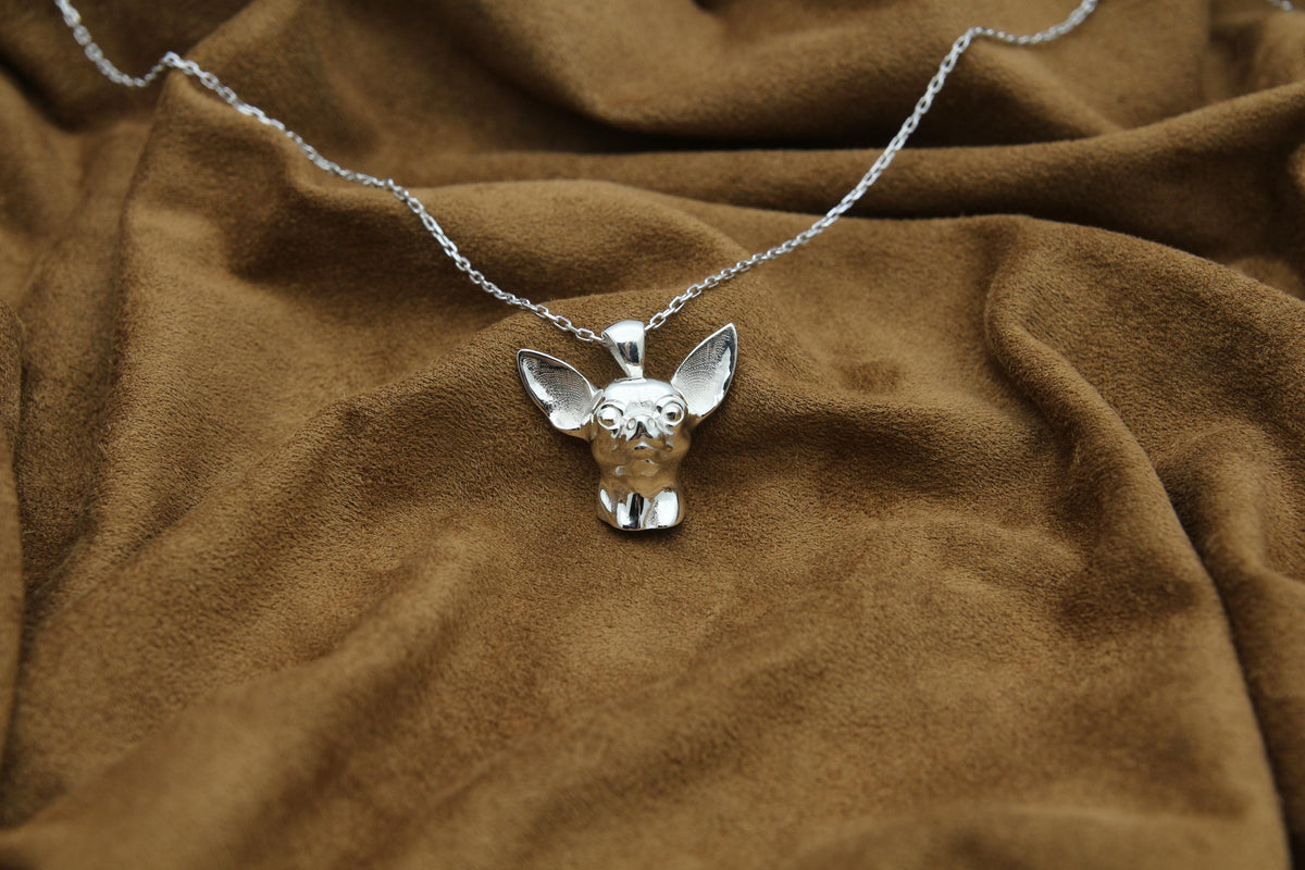 Chihuahua Love Memorial Urn Necklace – 925 Sterling Silver Dog Ash Pendant with Optional Engraving (20 mm)