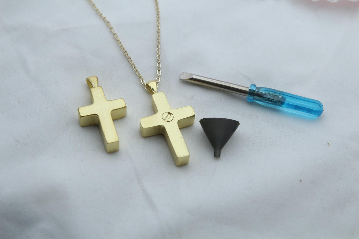 Sacred Cross Keepsake Urn Necklace – 925 Sterling Silver Ash Pendant with Optional Engraving (22 • 25 mm)