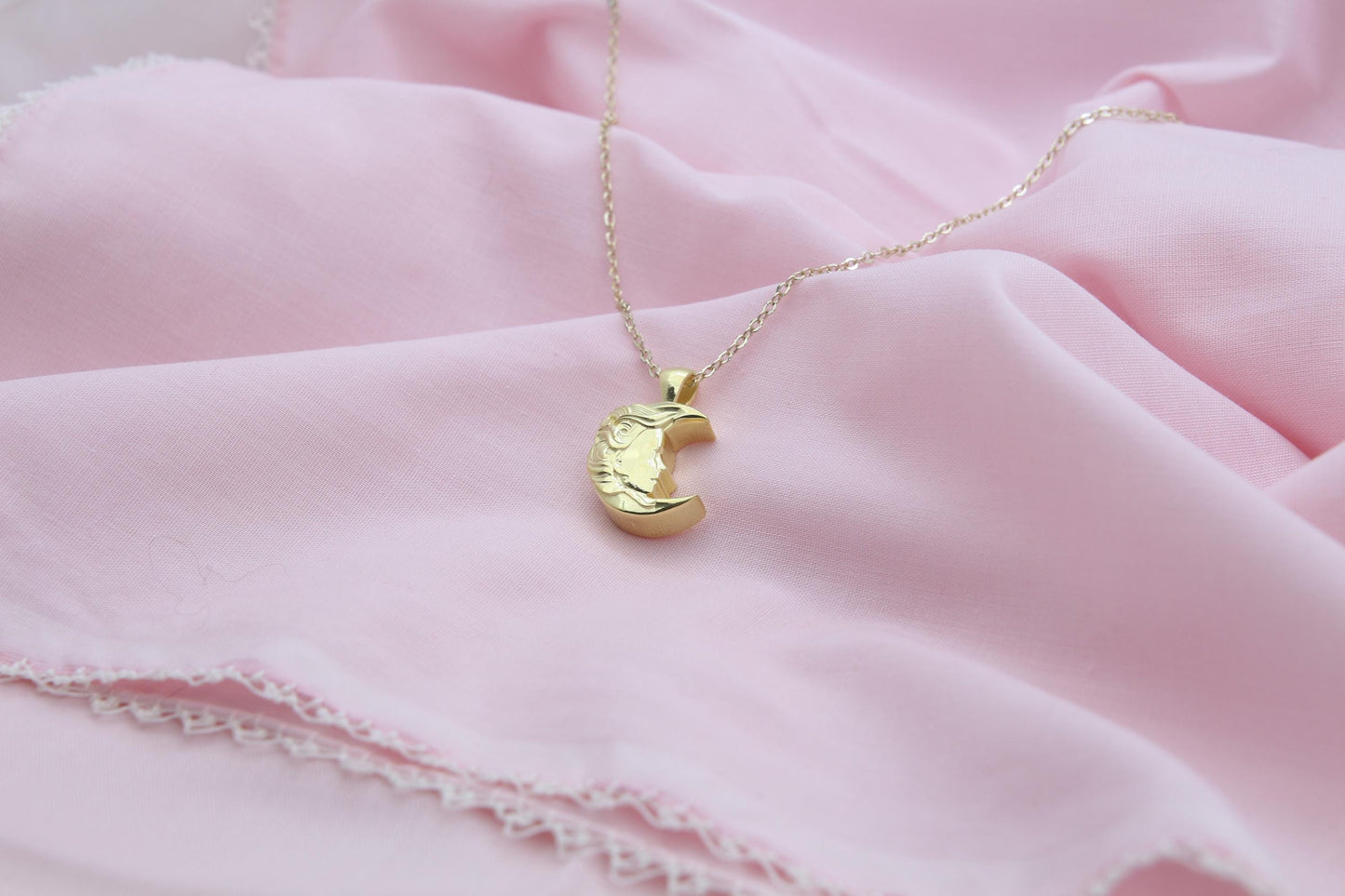 Lunar Goddess Silhouette Urn Necklace – 925 Sterling Silver Memorial Ash Pendant with Optional Engraving (16.5 mm)
