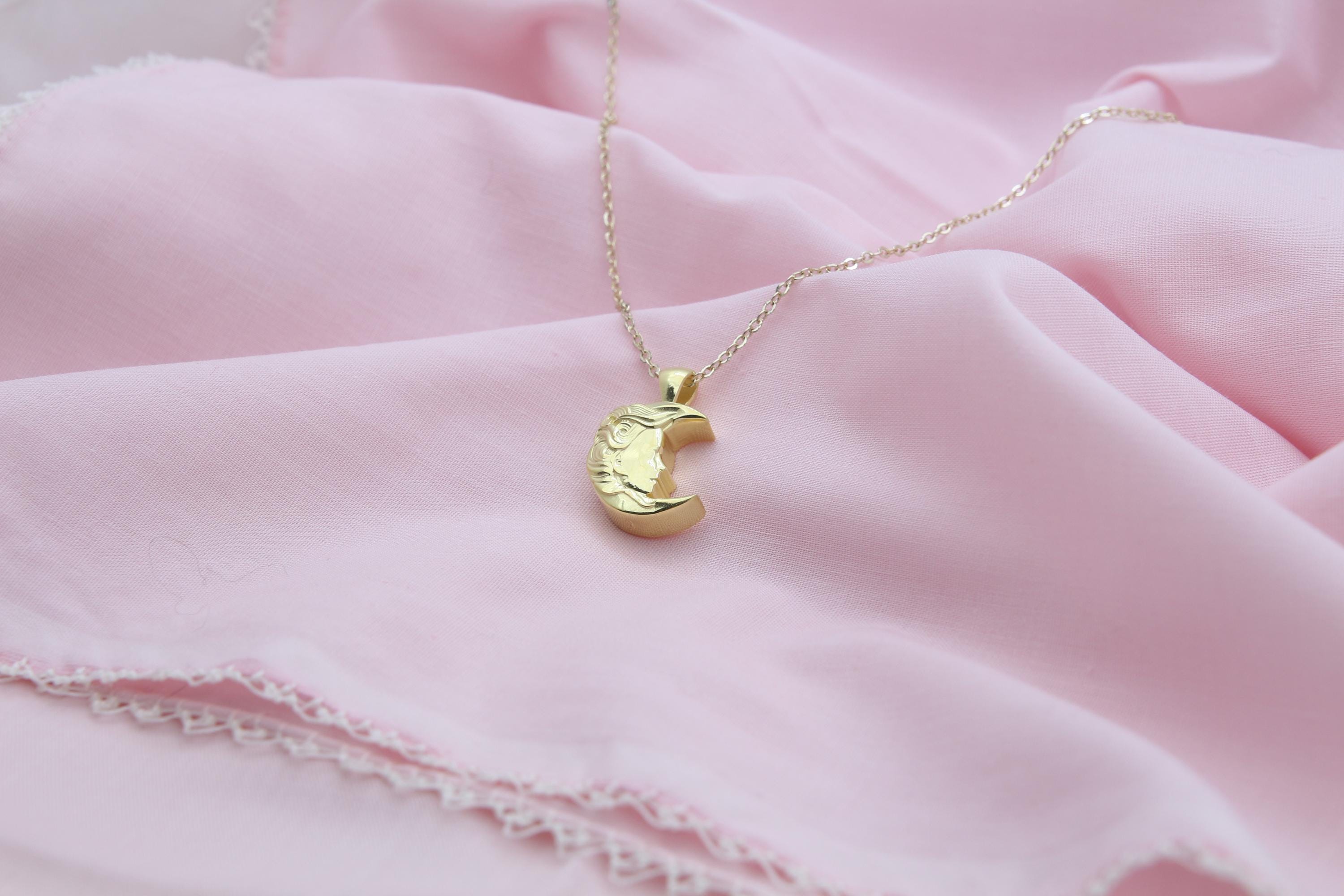 Lunar Goddess Silhouette Urn Necklace – 925 Sterling Silver Memorial Ash Pendant with Optional Engraving (16.5 mm)