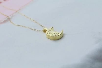 Lunar Goddess Silhouette Urn Necklace – 925 Sterling Silver Memorial Ash Pendant with Optional Engraving (16.5 mm)