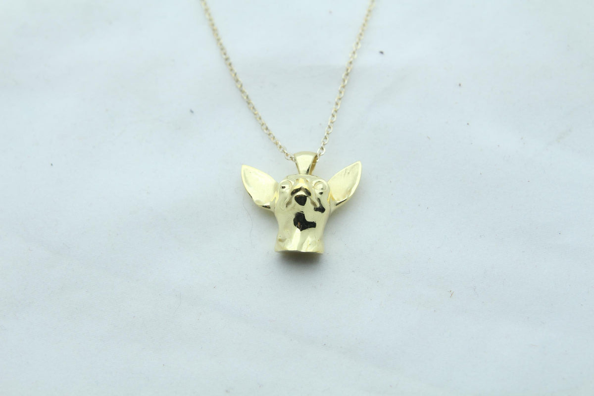 Tiny Companion Chihuahua Urn Necklace – 925 Sterling Silver Dog Ash Pendant with Optional Engraving (20 mm)