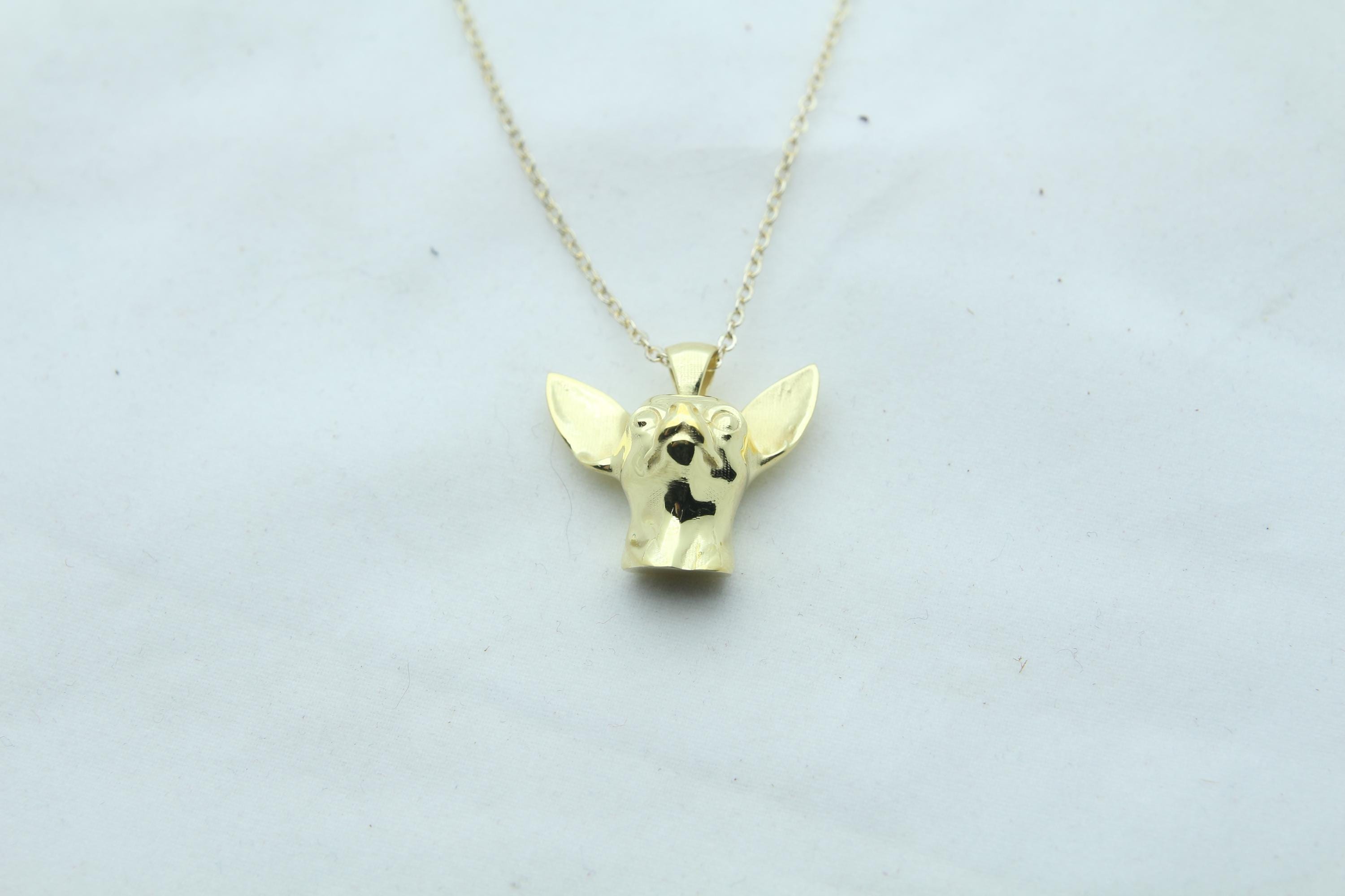 Tiny Companion Chihuahua Urn Necklace – 925 Sterling Silver Dog Ash Pendant with Optional Engraving (20 mm)