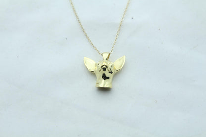 Tiny Companion Chihuahua Urn Necklace – 925 Sterling Silver Dog Ash Pendant with Optional Engraving (20 mm)
