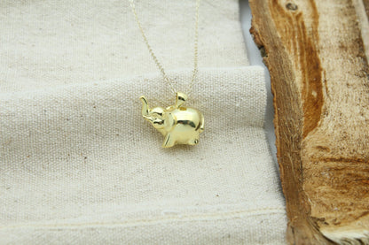 Gentle Elephant Tribute Urn Necklace – 925 Sterling Silver Memorial Ash Pendant with Optional Engraving (20 mm)