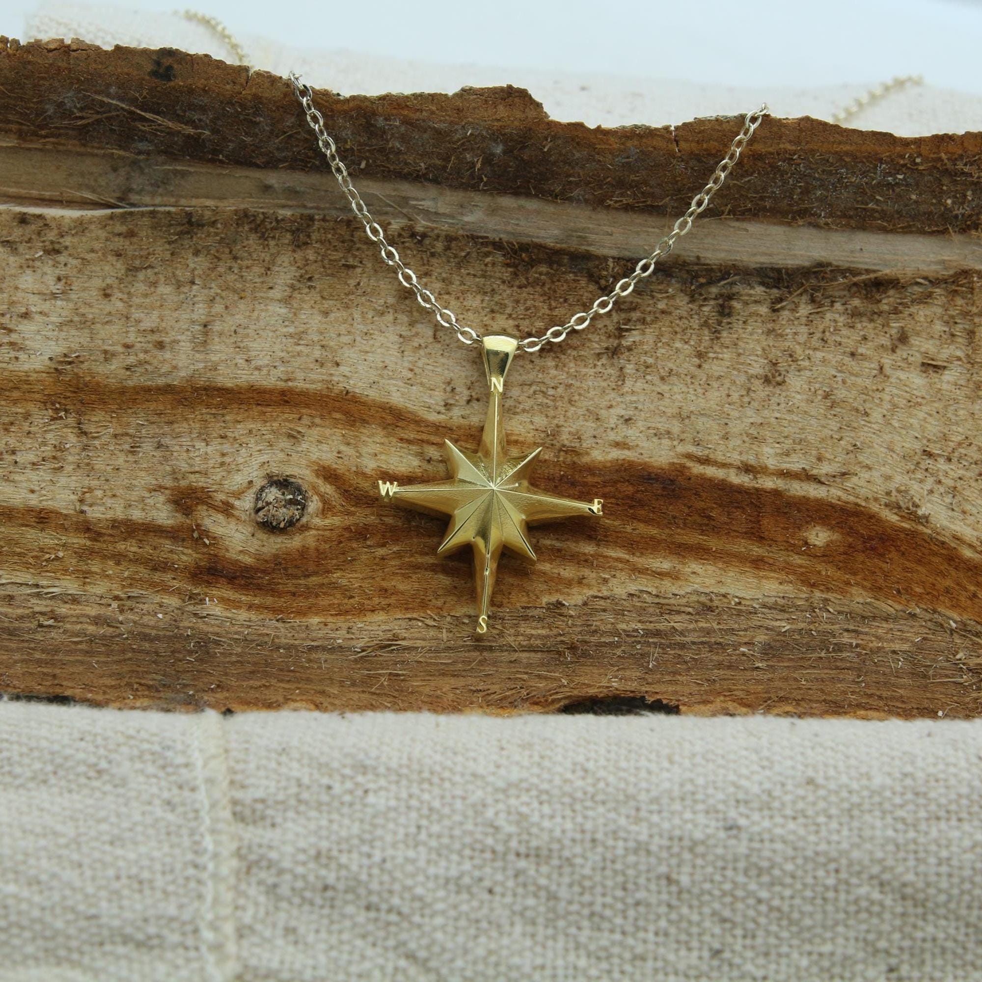 Compass Ash Holder Necklace – 925 Sterling Silver Memorial Pendant (25 mm)urn necklace