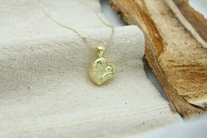 Eternal Bond Mother & Child Urn Necklace – 925 Sterling Silver Heart Ash Pendant (16 mm)