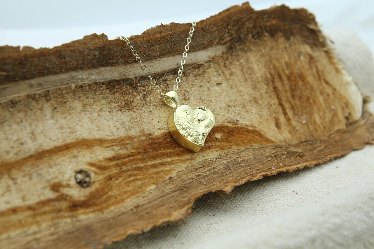 Eternal Bond Mother & Child Urn Necklace – 925 Sterling Silver Heart Ash Pendant (16 mm)