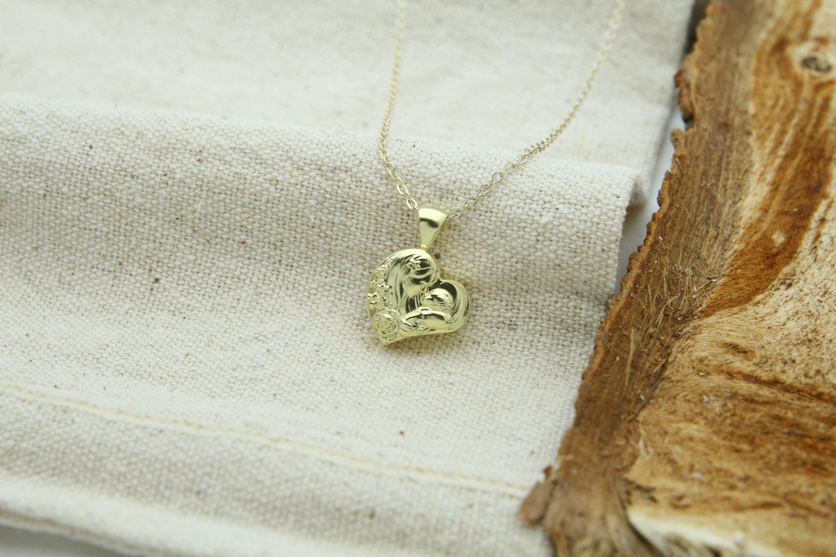Eternal Bond Mother & Child Urn Necklace – 925 Sterling Silver Heart Ash Pendant (16 mm)